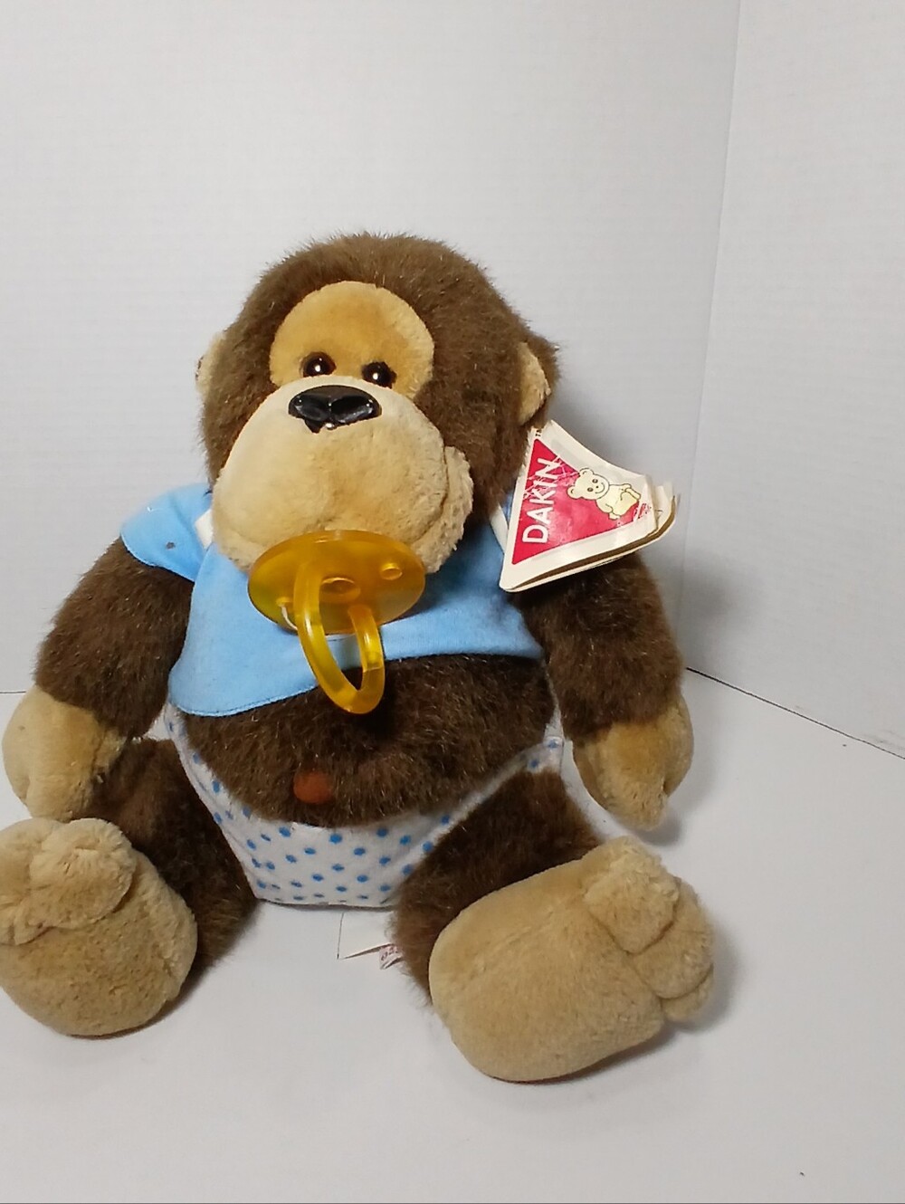 Vintage Dakin WITH TAGS 1985 Baby Hugo Monkey Gorilla Plush Pacifier READ